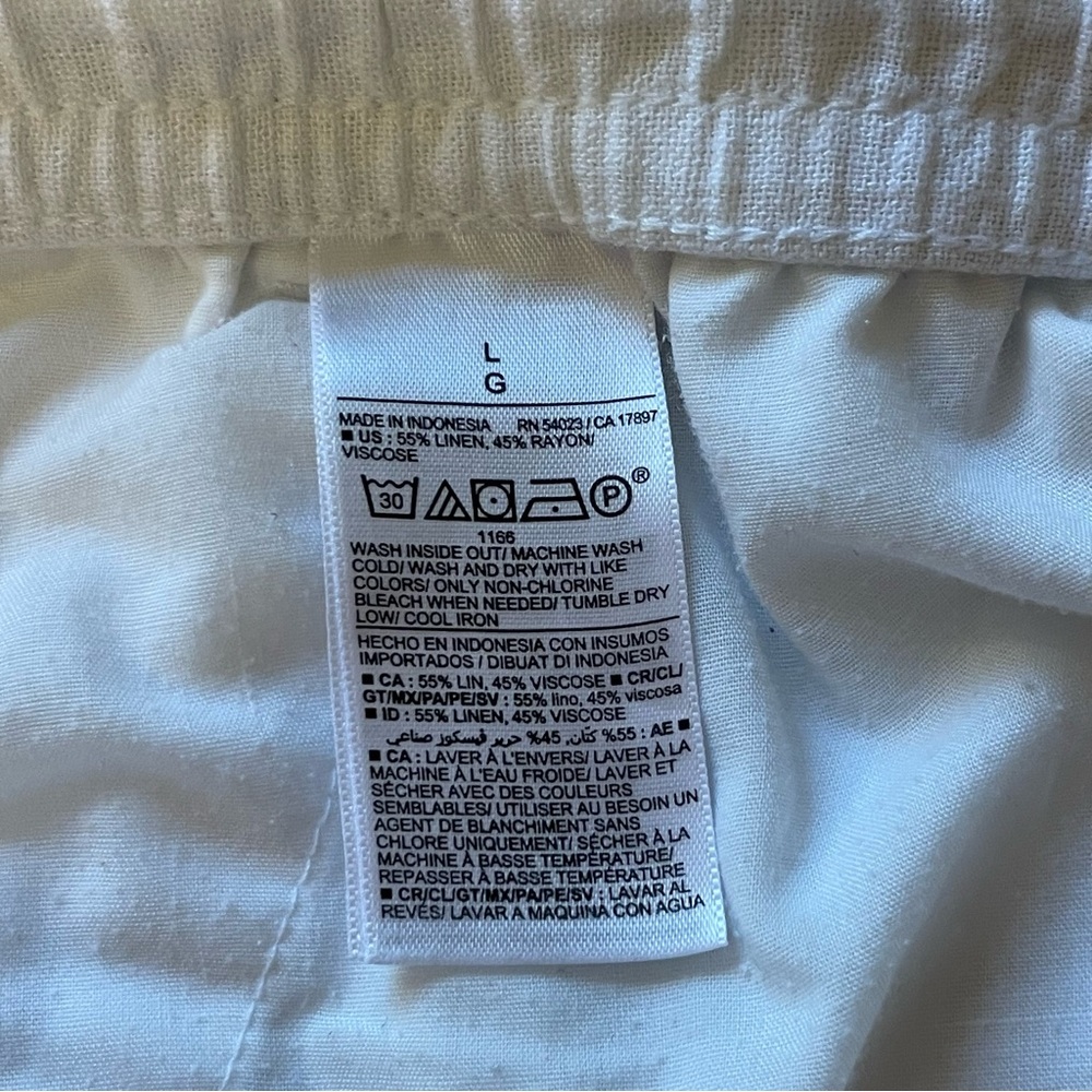 Women’s L old navy high waisted white linen pants elasticized drawstring waist - Picture 7 of 11